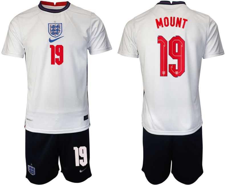 Men 2020-2021 European Cup England home white #19 Nike Soccer Jersey